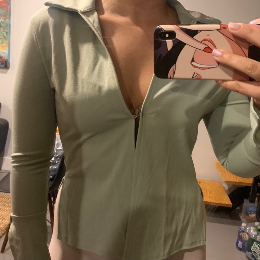 Green One Button Top